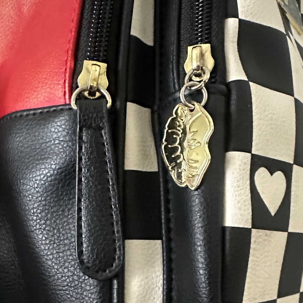 Betsey Johnson Black and Cream Checkered Backpack - Picture 11 of 11